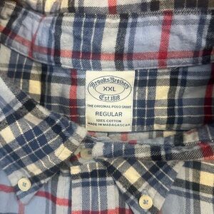 Brooks Brothers Men's Red and Blue Checkered Shirt